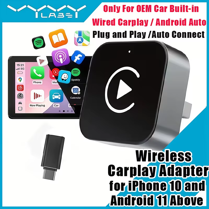 Tech Accessories Phone - 2-in-1 무선 CarPlay 어댑터 플러그 앤