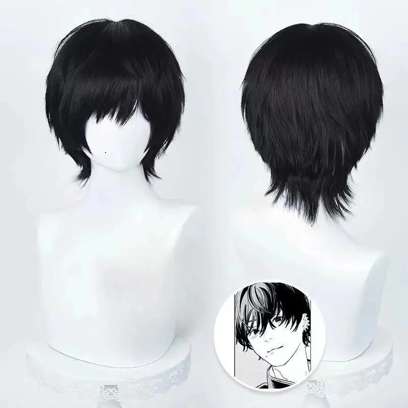 애니메이션 코스프레 가발 35cm 짧은 검정색 내열성  - Tech Accessories For Men 리뷰 및 가격